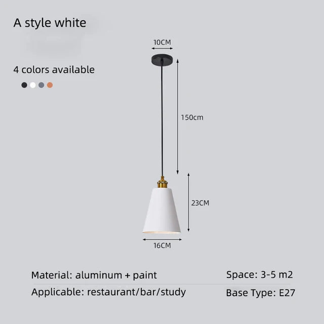 Minimalist modern retro loft pendant light with lampshade for kitchen, dining room, bedroom, restaurant