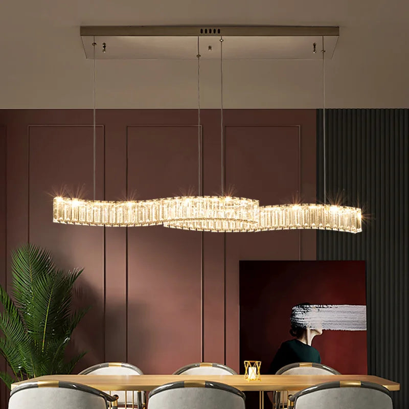 lustre led en bande de cristal design moderne simple et créatif - vue 3 sur 8