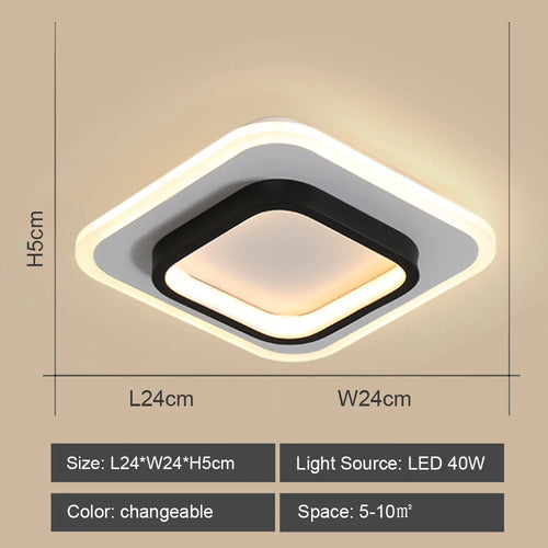 lustre led allée plafonnier noir blanc - vue 11 sur 12
