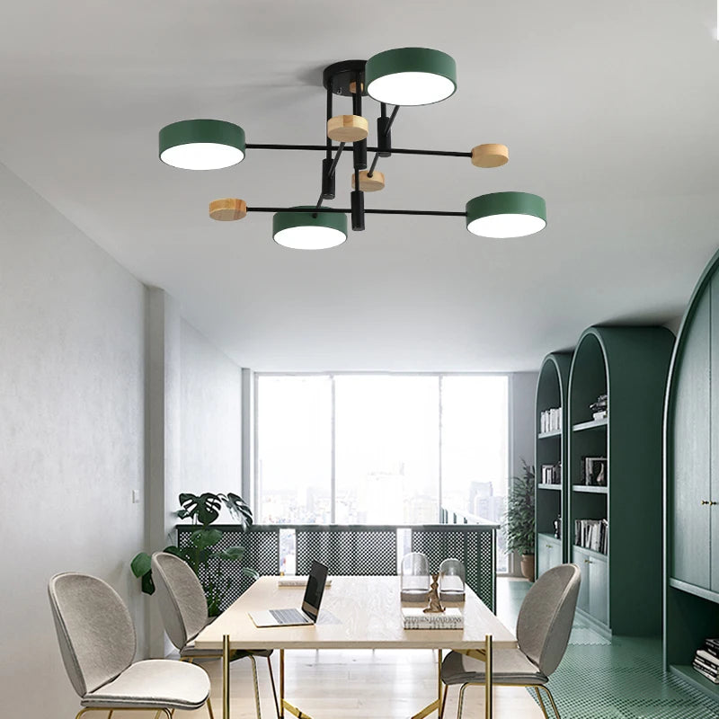 Contemporary nordic LED chandelier in minimalist wrought iron - vue 4 sur 15