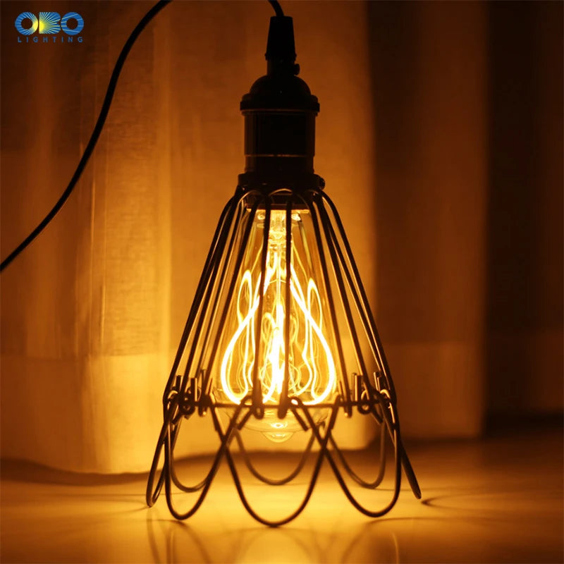 suspension vintage en fer avec interrupteur et support de lampe - vue 10 sur 16