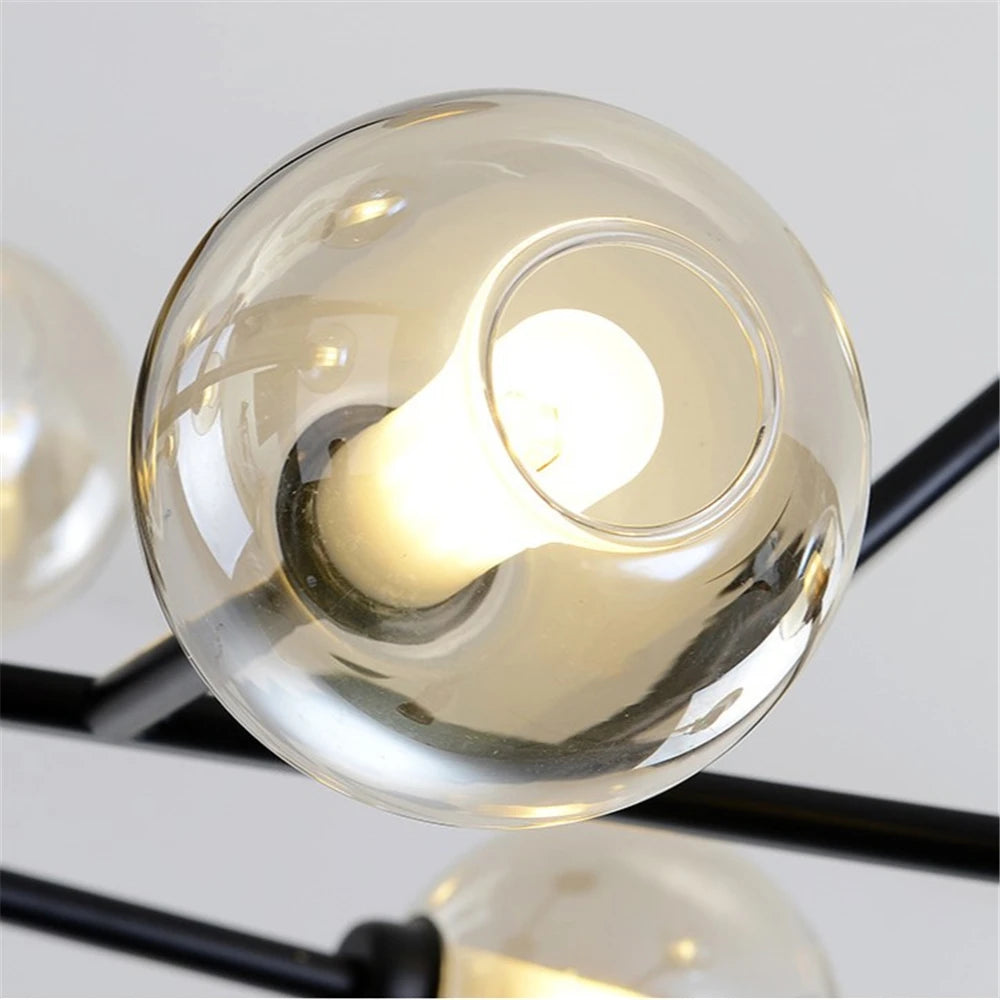 Lustre Nordique LED Salon Chambre Cuisine Boule de Verre moléculaire - vue 5 sur 16