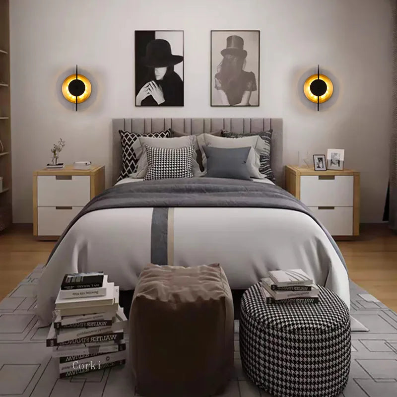 Applique murale LED en métal doré et noir - vue 3 sur 7