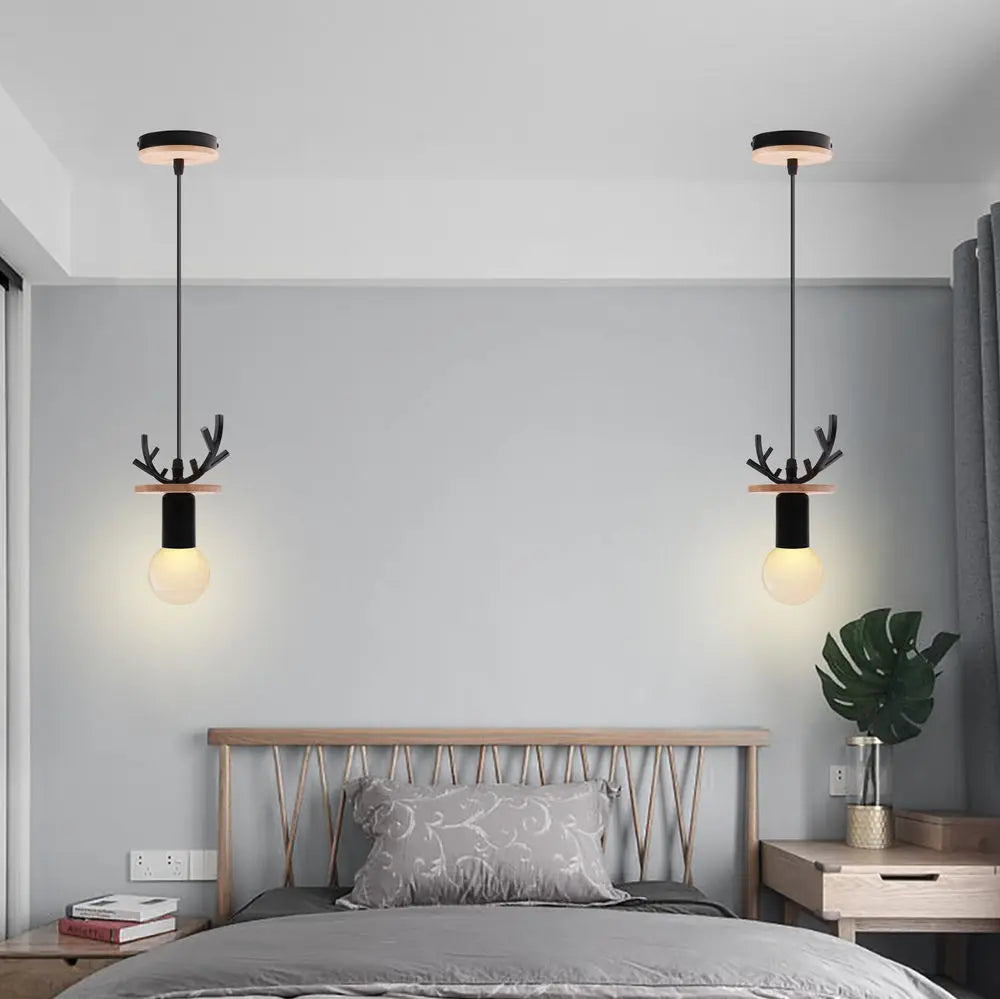 Nordique Simple bois bois suspension lumières Led suspension luminaire luminaire cuisine île Bar hôtel chambre d'enfants décor à la maison - vue 4 sur 10