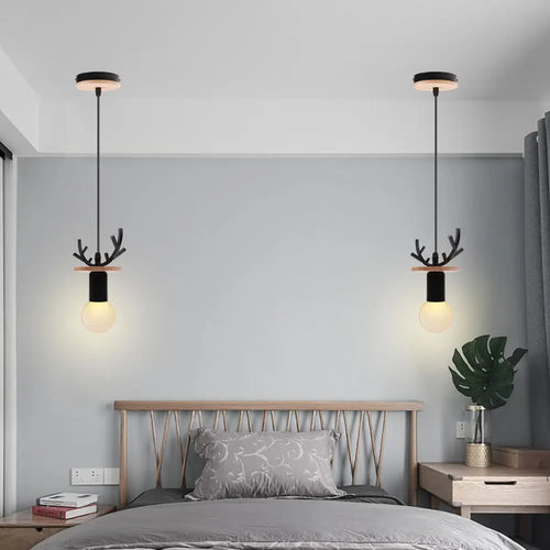 Nordique Simple bois bois suspension lumières Led suspension luminaire luminaire cuisine île Bar hôtel chambre d'enfants décor à la maison - vue 4 sur 10