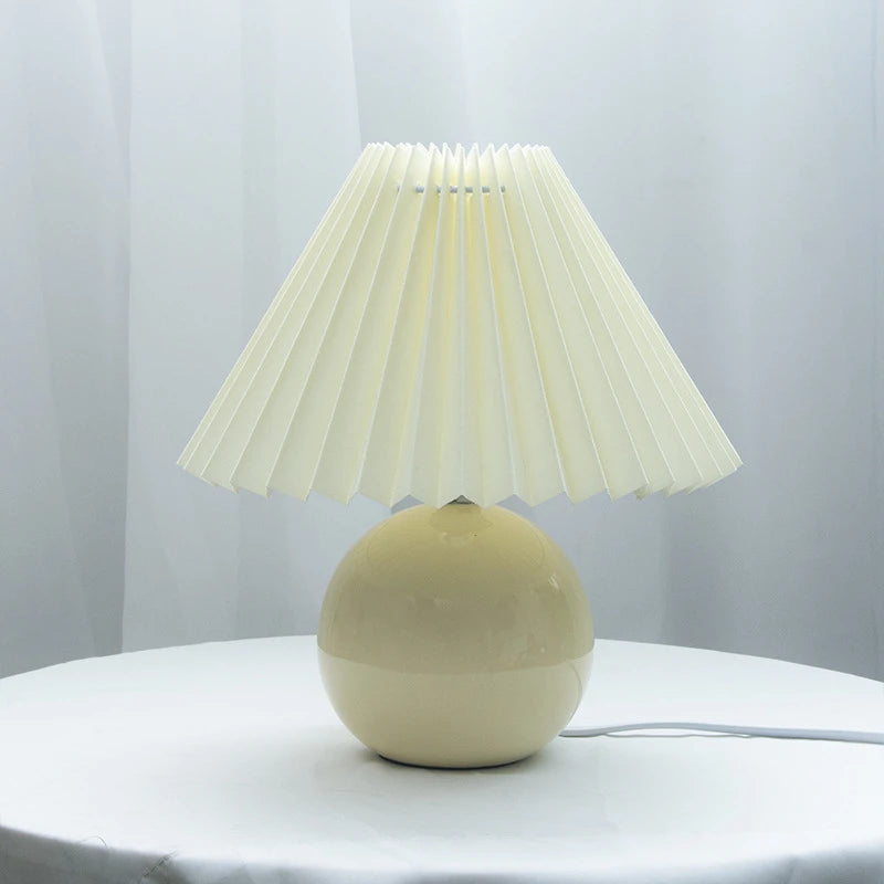 Lampe plissée bois rotin moderne LED bureau et table - vue 18 sur 21