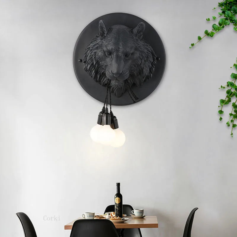 applique murale nordique en résine motif tigre design italien lumineux - vue 3 sur 10