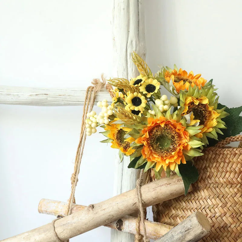 bouquet de tournesols artificiels pour mariage et décoration florale - vue 4 sur 7