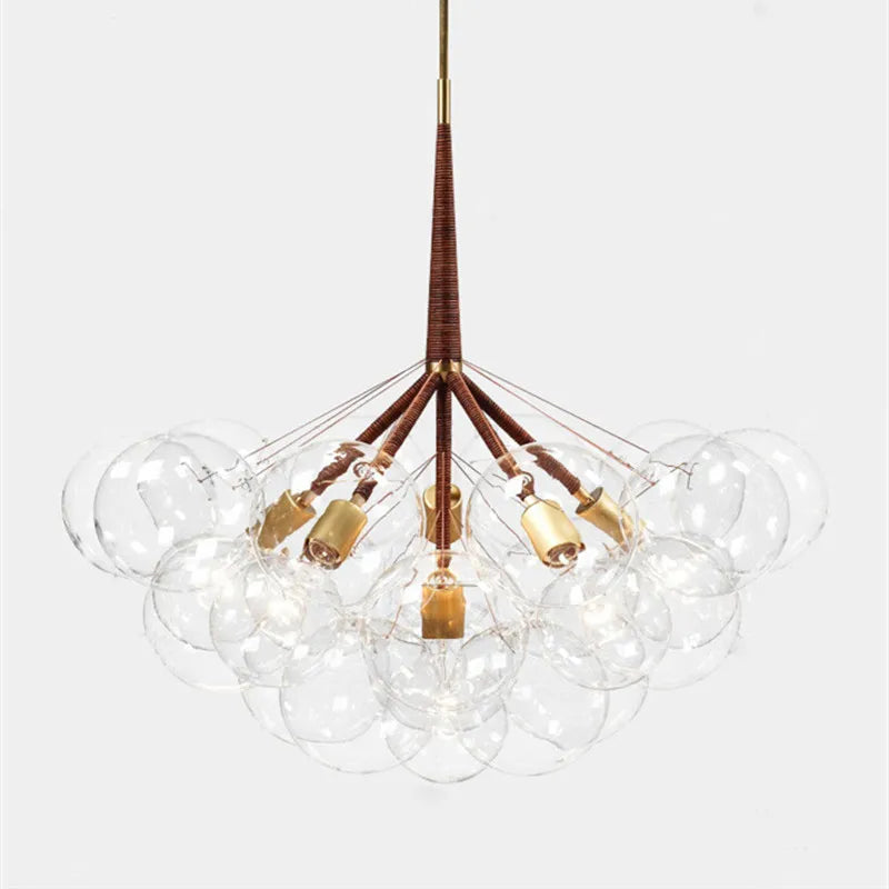 lustre nordique à lunettes avec fils café et lampes en verre - vue 4 sur 9