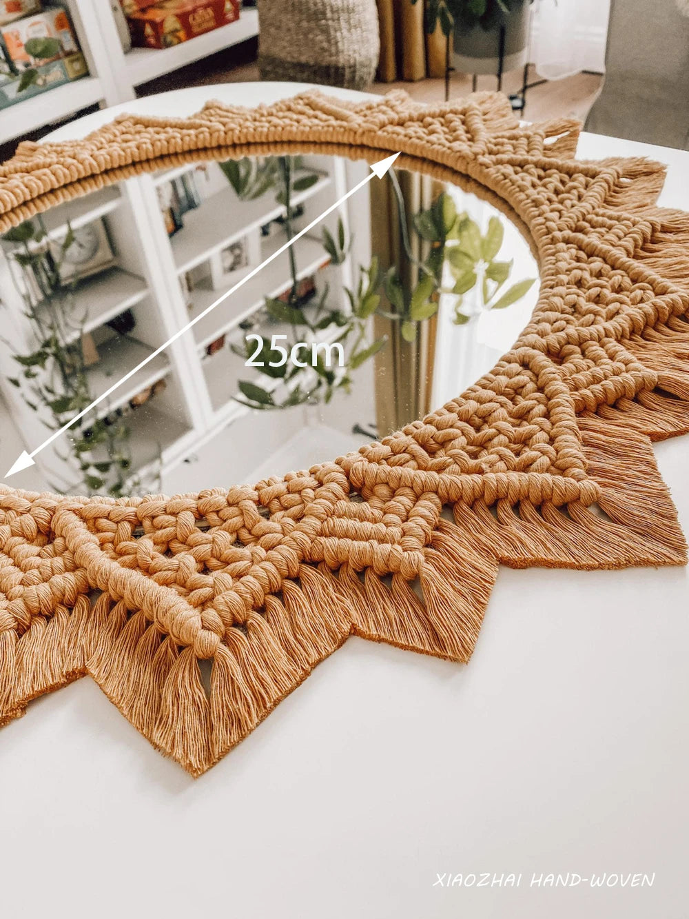 miroir décoratif en macramé style bohème pour décoration intérieure - vue 12 sur 11