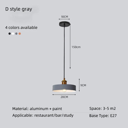 Minimalist modern retro loft pendant light with lampshade for kitchen, dining room, bedroom, restaurant - vue 22 sur 22