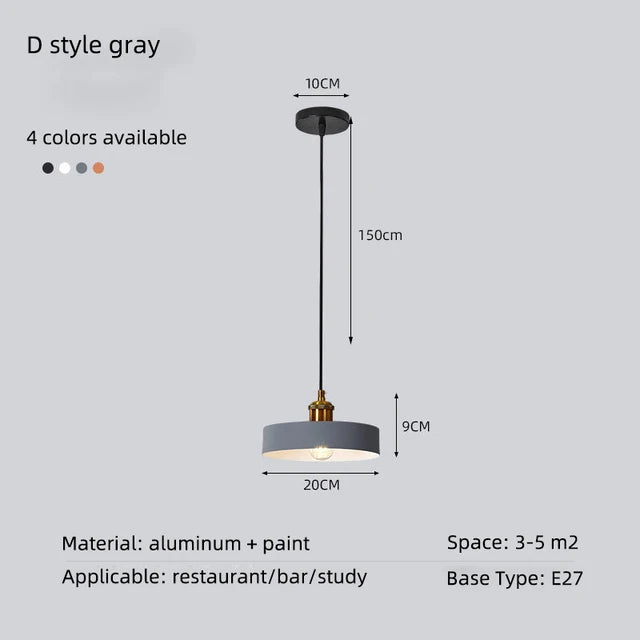 Minimalist modern retro loft pendant light with lampshade for kitchen, dining room, bedroom, restaurant - vue 21 sur 22