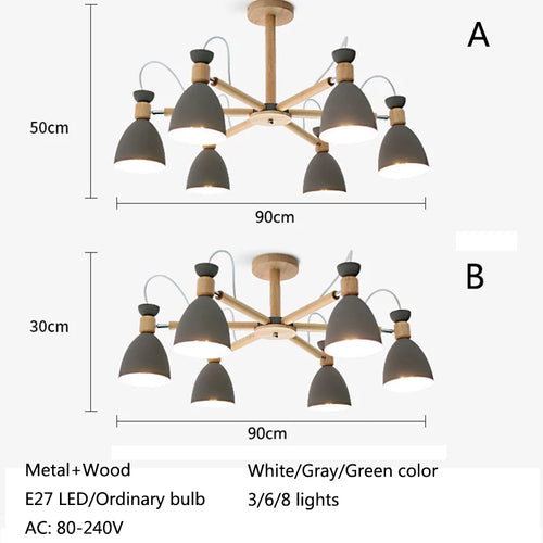 lustre moderne bois massif simple plafond hôtel - vue 9 sur 19