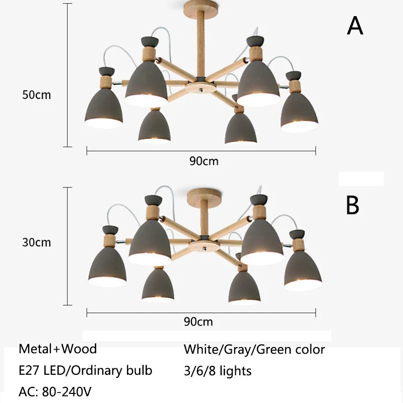 lustre moderne bois massif simple plafond hôtel - vue 8 sur 19