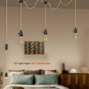 Vintage hemp rope pendant light 4.5/6.8m DIY indoor lighting with switch for living room, bedroom, dining room