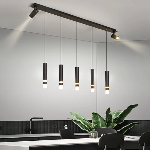 lustre moderne minimaliste à trois led pour table luxe