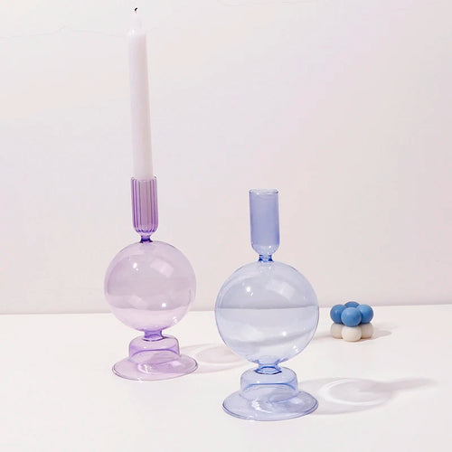 bougeoir en verre pour décoration romantique et festive - vue 6 sur 15