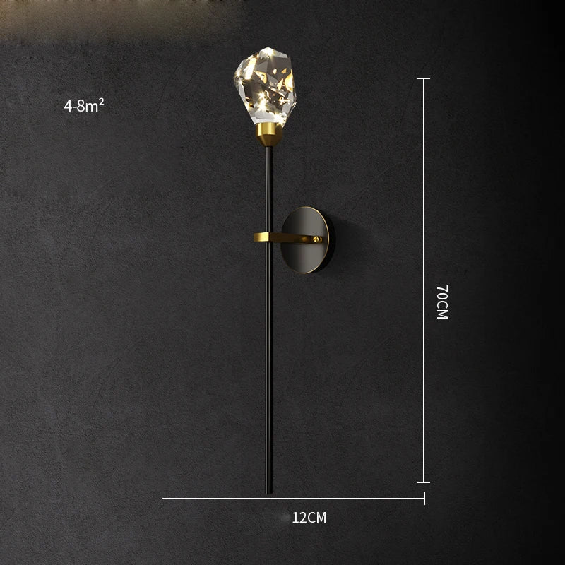 applique murale led postmoderne en cuivre et cristal - vue 10 sur 22