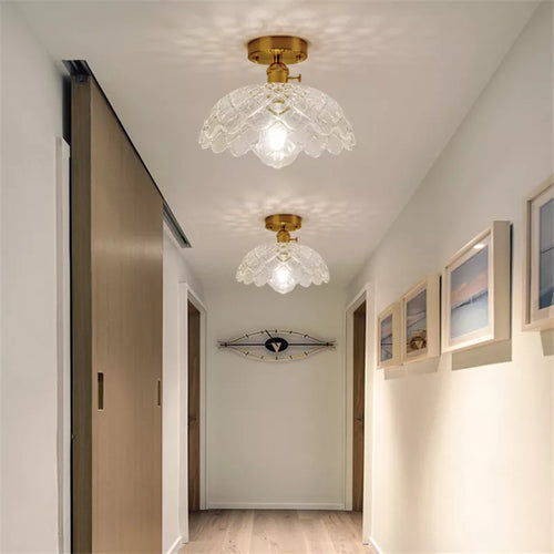 Plafonnier en verre nordique rétro Loft Vintage plafonnier salle à manger couloir moderne cuivre E27 plafond abat-jour en verre - vue 2 sur 26