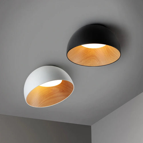 Moderne Simple bois LED lustre lumière balcon couloir créatif grain de bois lampe d'intérieur chambre Luminaires couleurs blanc ou noir - vue 2 sur 14