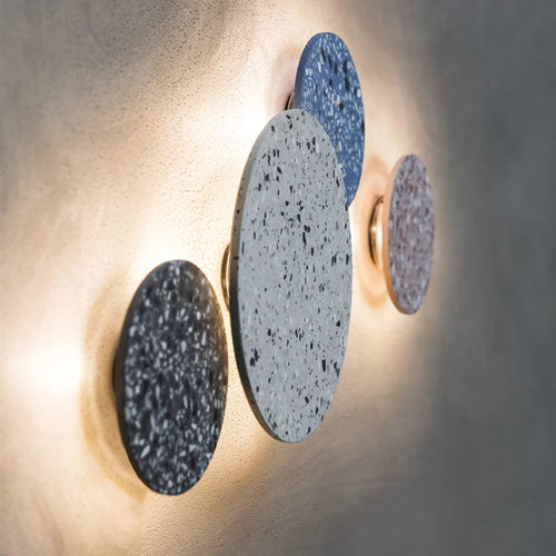 Applique extérieure LED étanche jardin rond intérieur Terrazzo &amp; acrylique décoration fond applique murale terrasse éclairage mural - vue 3 sur 15