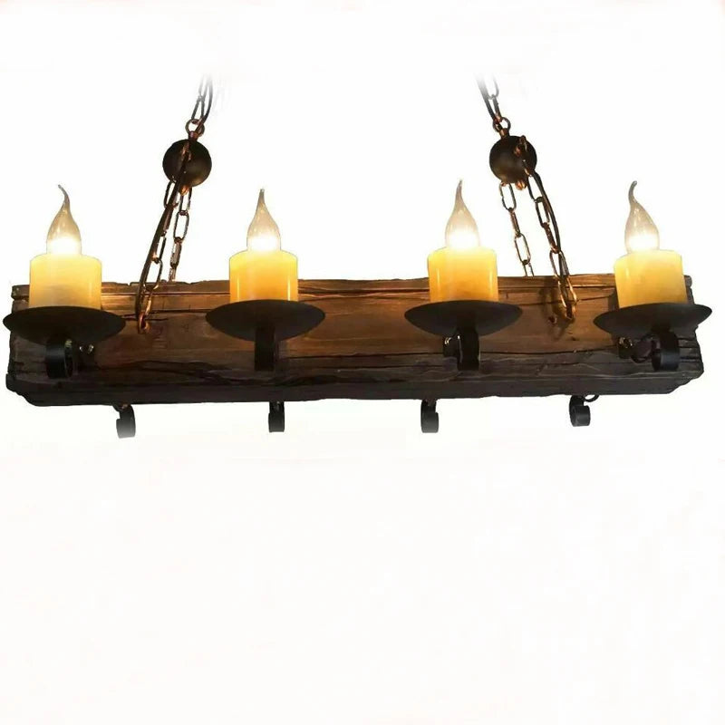 Lustre Antique en bois et métal - vue 4 sur 7