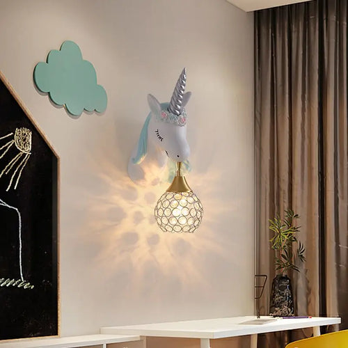 Applique murale résine LED licorne chambre fille princesse - vue 3 sur 23