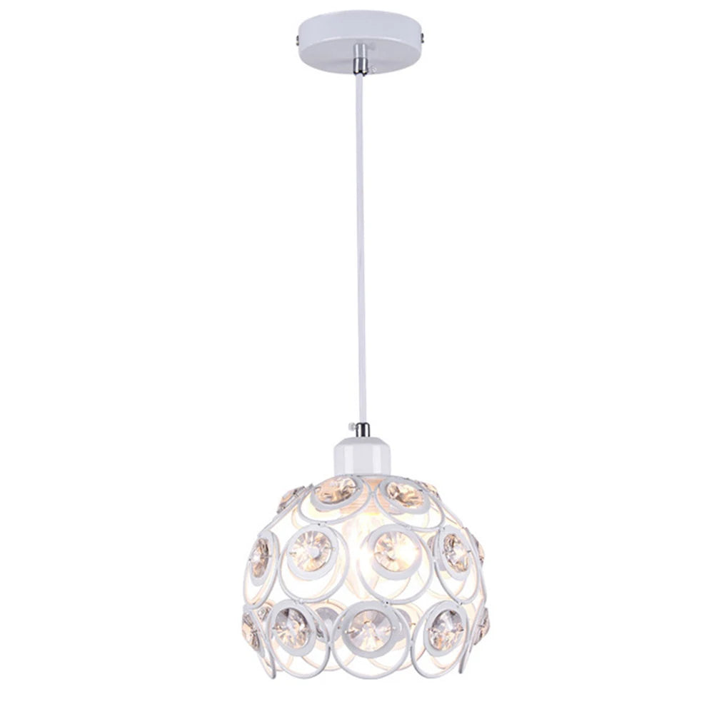 Modern Ceiling Light Chandelier Metal Crystal Shade E27, Pendant Lighting for Living Dining Room Bedroom Cafe Bar Black White - vue 3 sur 12