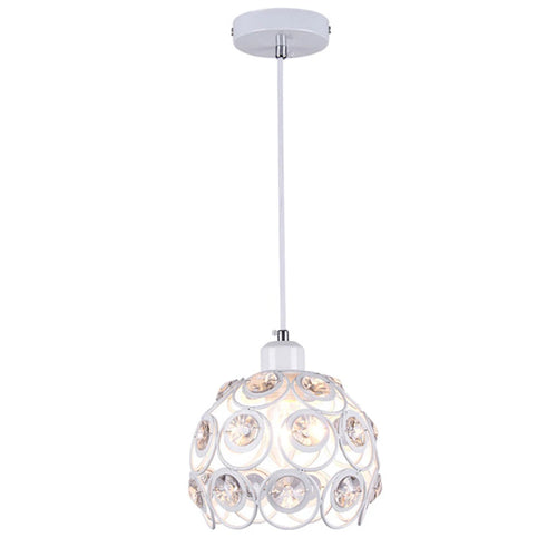 Modern Ceiling Light Chandelier Metal Crystal Shade E27, Pendant Lighting for Living Dining Room Bedroom Cafe Bar Black White