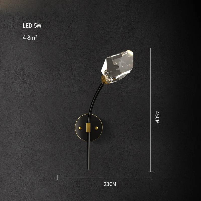 applique murale led postmoderne en cuivre et cristal - vue 14 sur 22