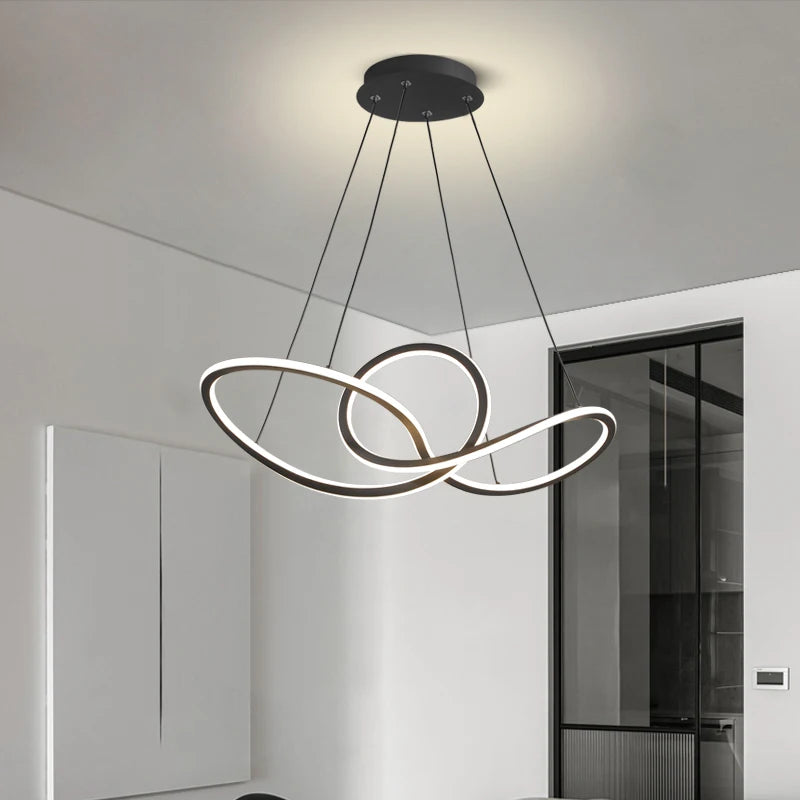 suspension nordique post-moderne en aluminium led anneau - vue 7 sur 7