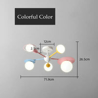 lustre nordique pour enfants avec abat-jour en verre et led dessin animé