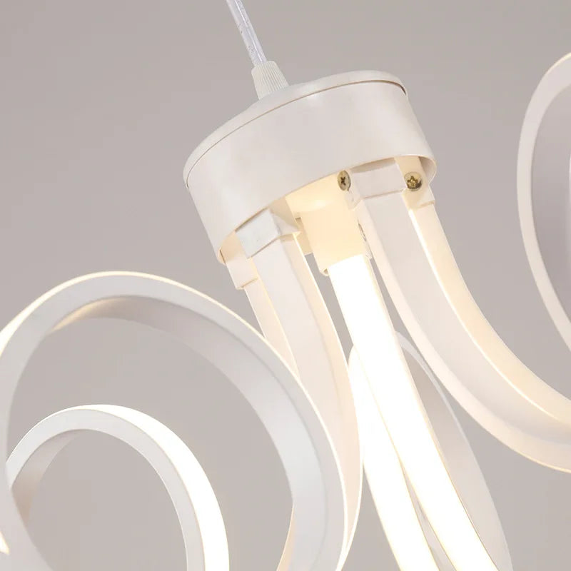 lustre suspendu moderne télécommandé en aluminium acrylique éclairage intelligent - vue 6 sur 9