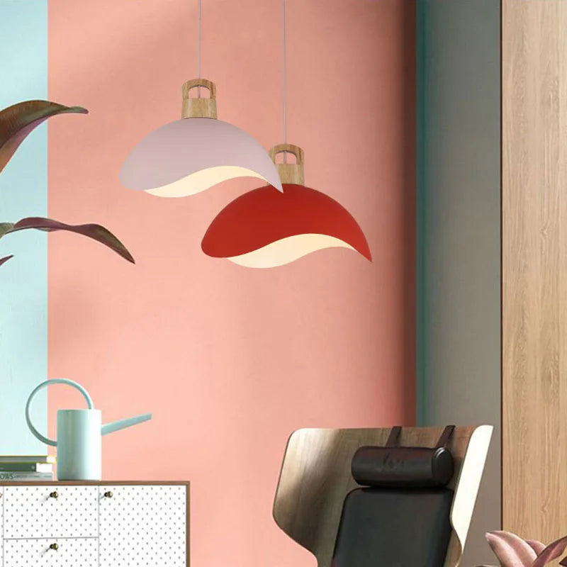 suspension moderne nordique en bois et aluminium éclairage décoratif - vue 11 sur 24