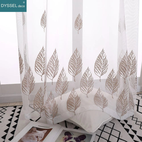 Voilage tulle brodé fleurs style européen salon chambre - vue 2 sur 8