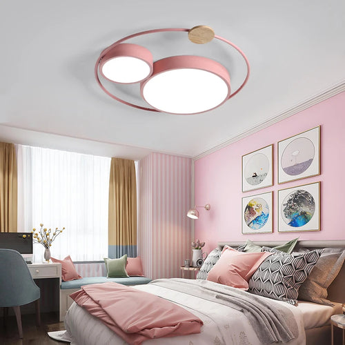 plafonnier led nordique en bois acrylique décoration ronde macaron