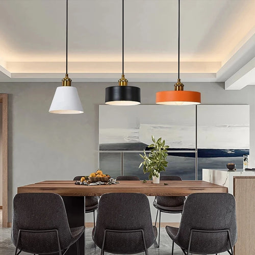 Minimalist modern retro loft pendant light with lampshade for kitchen, dining room, bedroom, restaurant - vue 5 sur 22