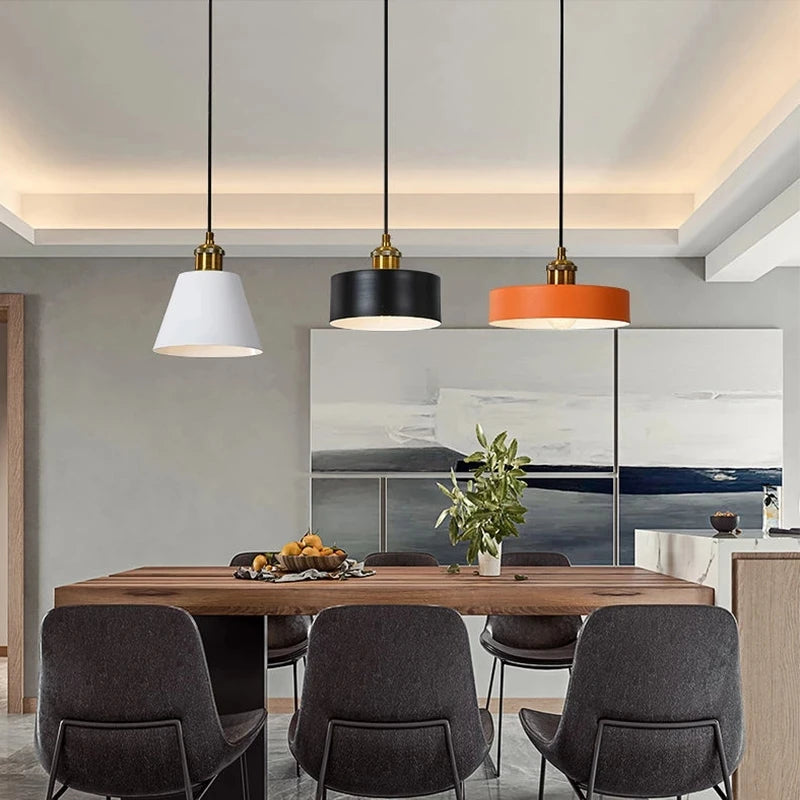 Minimalist modern retro loft pendant light with lampshade for kitchen, dining room, bedroom, restaurant - vue 4 sur 22