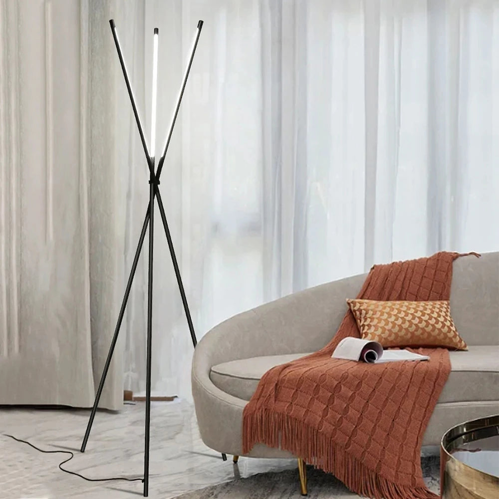 lampadaire led trépied style nordique pour lecture et intérieur - vue 4 sur 7
