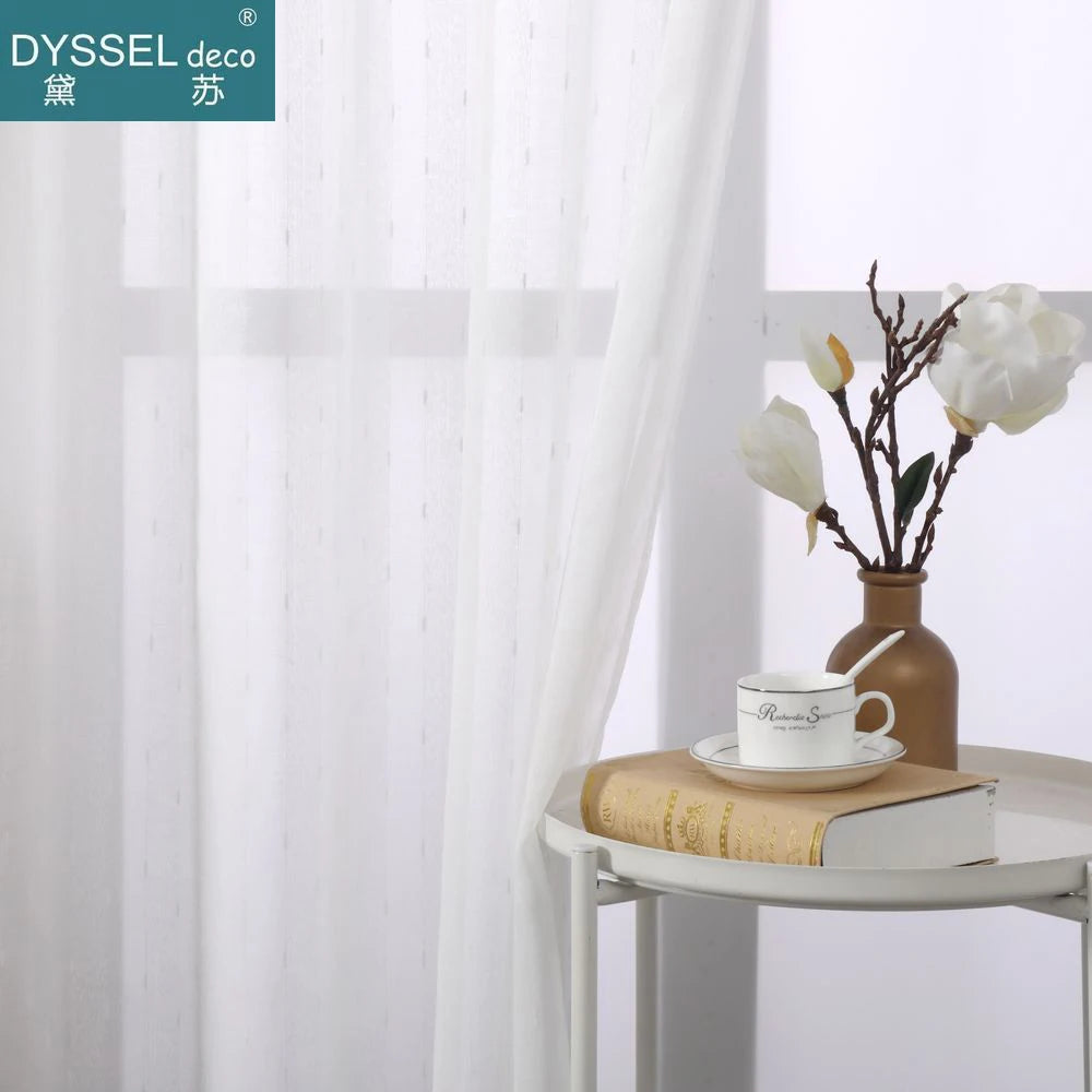 Voilage rayé style européen pour salon chambre cuisine - vue 2 sur 8