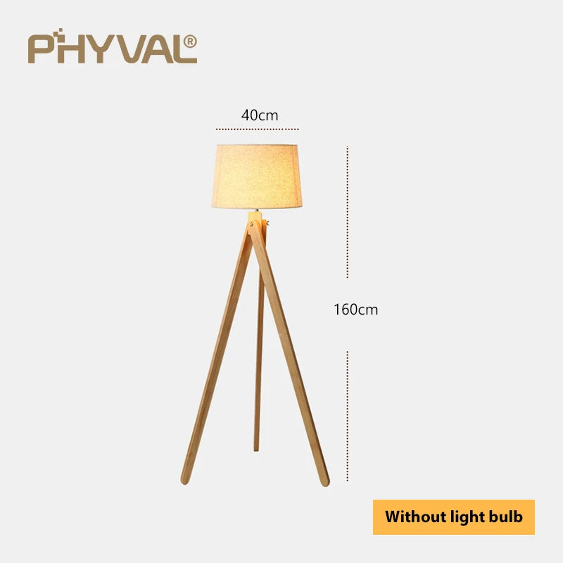 Lampadaire Nordique bois sur pied tissu interrupteur - vue 14 sur 17