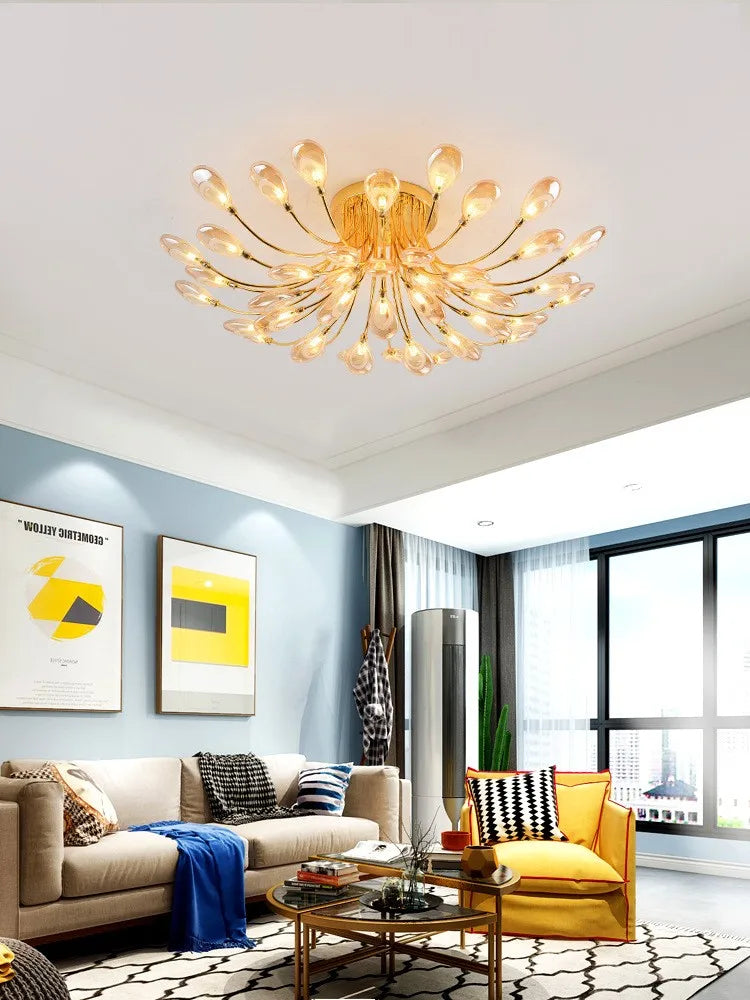 lampe nordique post-moderne luxueuse avec écran ouvert paon led - vue 6 sur 9