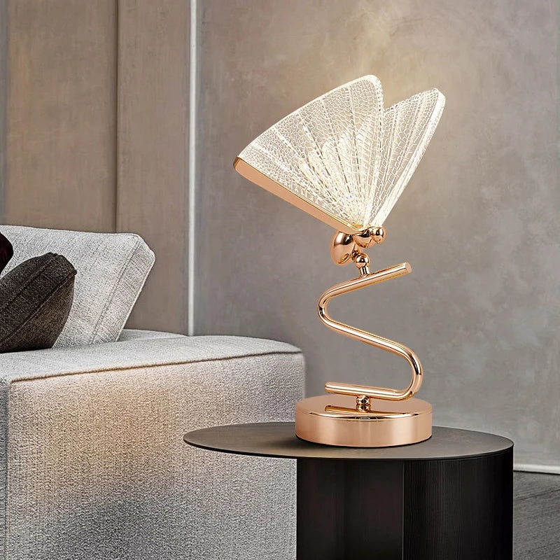 lampe à poser papillon design moderne veilleuse créative luminaire luxe - vue 4 sur 12