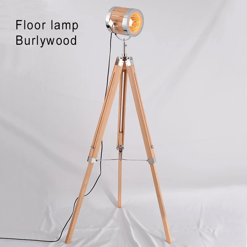 lampadaire rétro en bois massif au style industriel