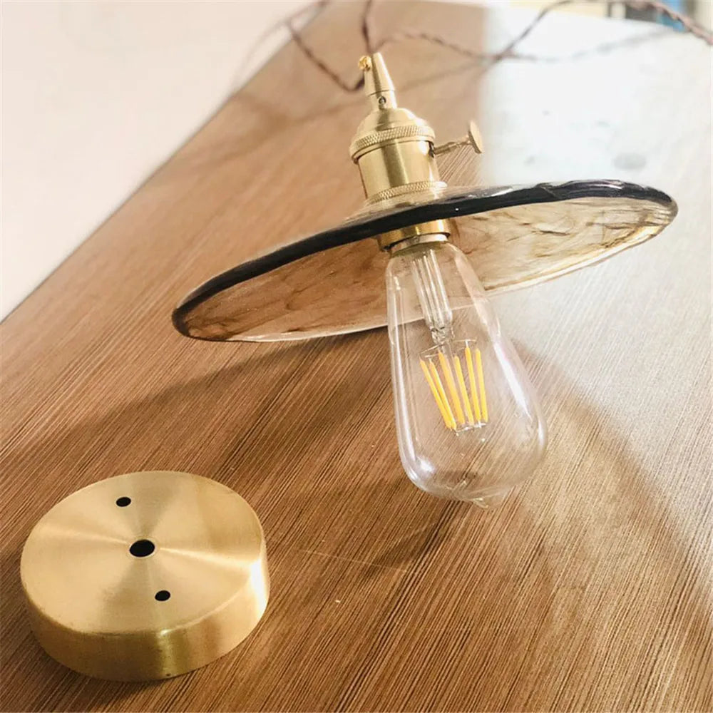 suspension en verre et laiton style nordique vintage - vue 6 sur 6