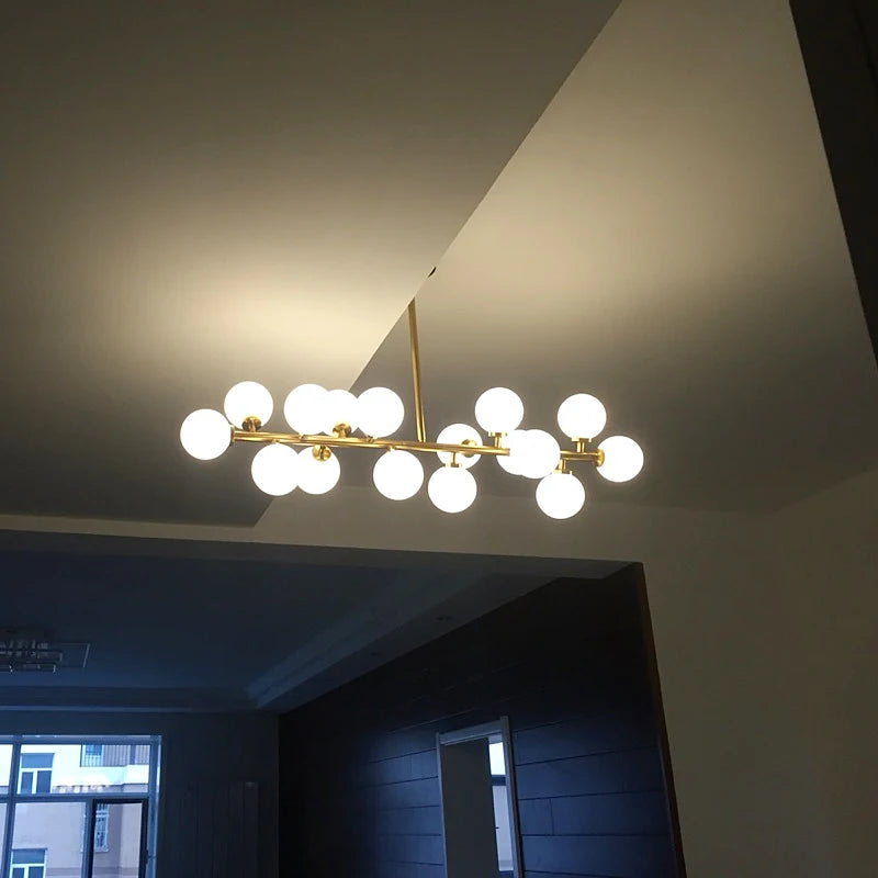 lustre doré avec Boule de verre corps doré créative - vue 5 sur 7