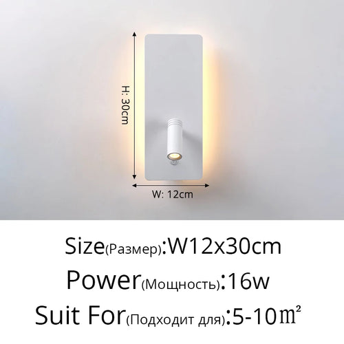 applique murale noir et blanc Led minimaliste lampe de chevet chambre hôtel avec interrupteur de projecteur Applique murale déco pour la maison - vue 13 sur 14