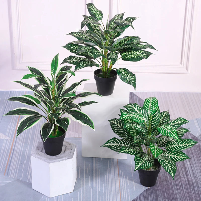 bouquet de plantes artificielles monstera tropicales pour décoration intérieure - vue 7 sur 9