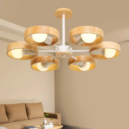 lustre scandinave minimaliste rotation 360 degrés luminaires suspendus bois créatifs