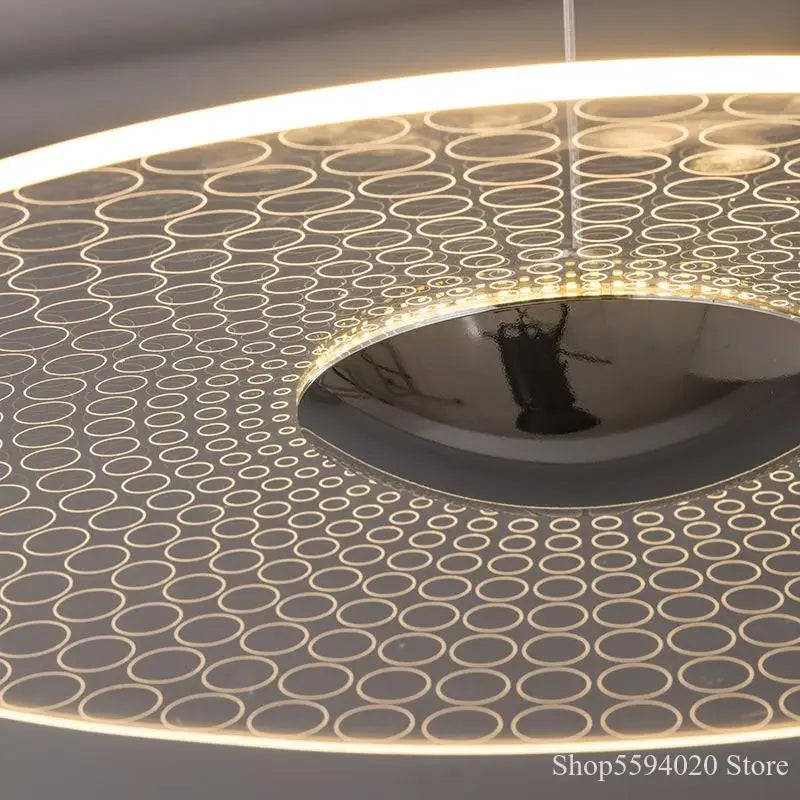 lustre moderne circulaire en acrylique à led décoration intérieure - vue 5 sur 11